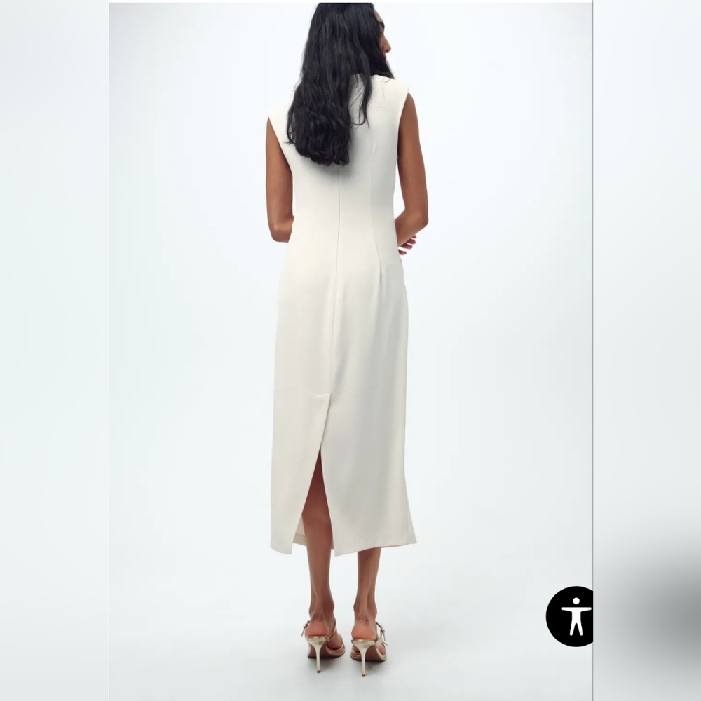 Zara Elegant Structured Dress In Cream - Picture 14 of 15